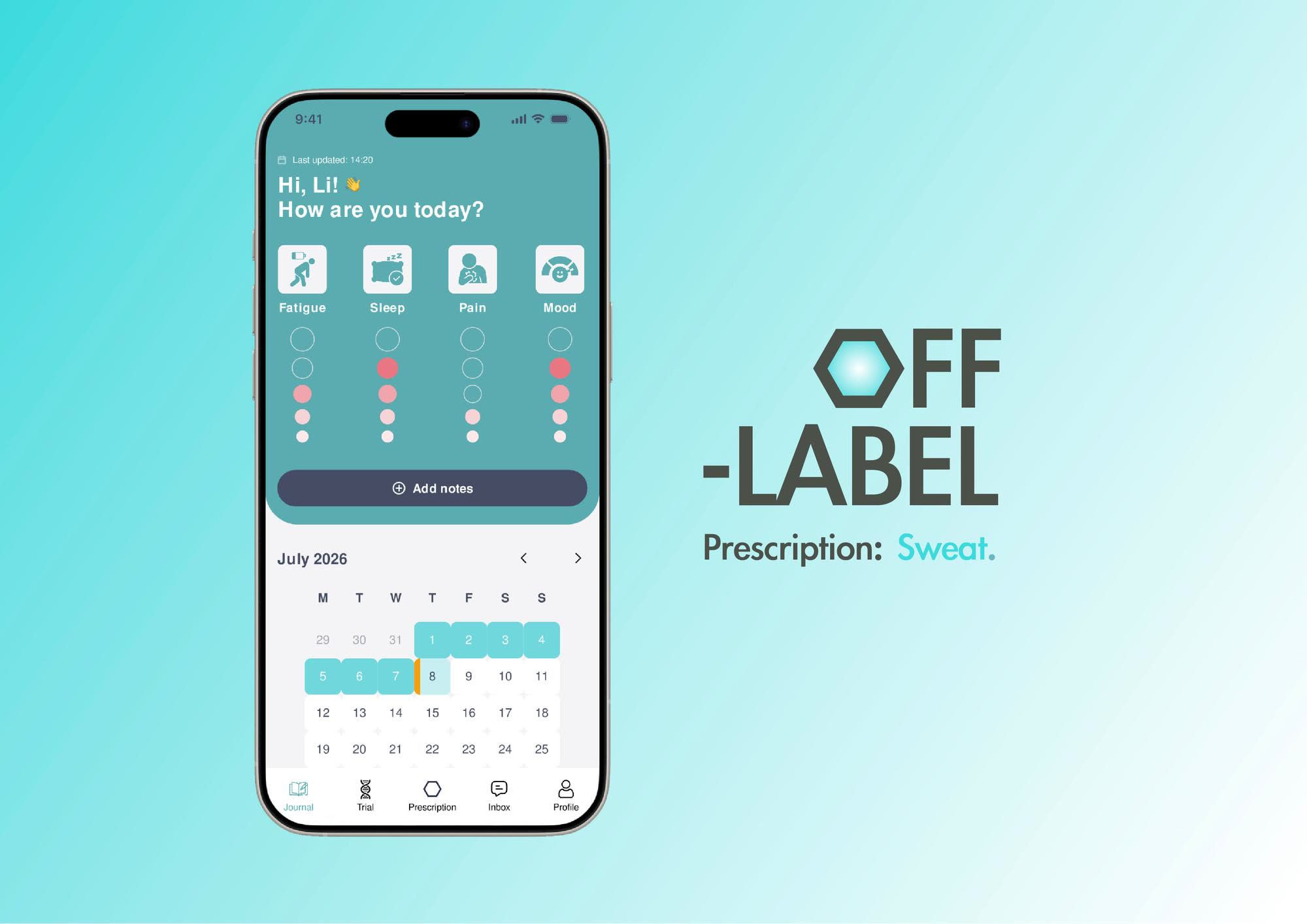 OFF-LABEL app screens overview